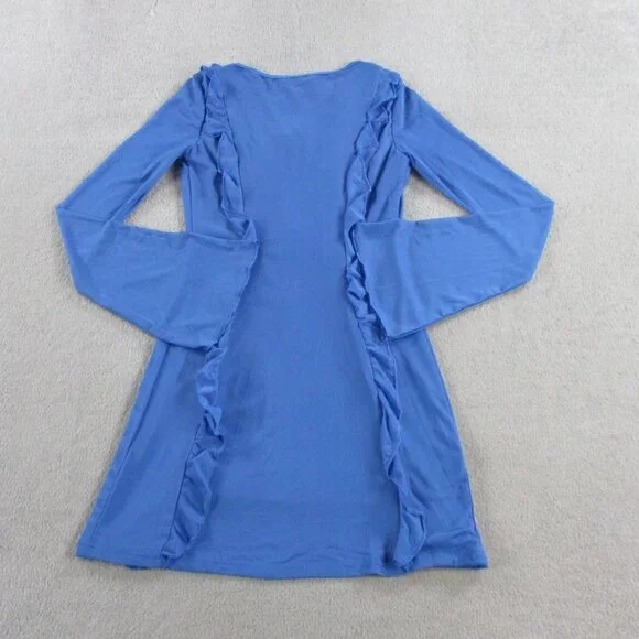 Outcast Ally Mini Dress Womens Small Blue Ruffle Long Sleeve NEW - Picture 4 of 11